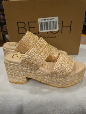 Matisse Beige Braided Platform Slide Sandals